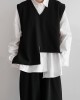 Asymmetric Buttoned Solid Color Loose Sleeveless V-Neck Vest Outerwear