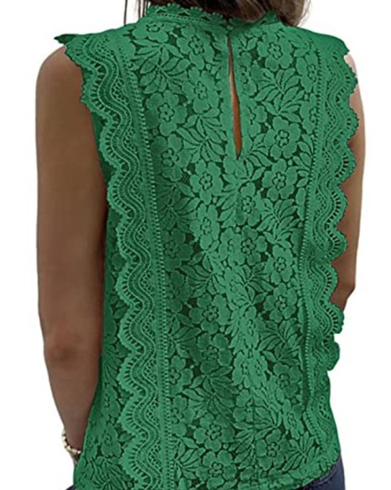 Original Lace Embroidered Solid Color Falbala Vest Top