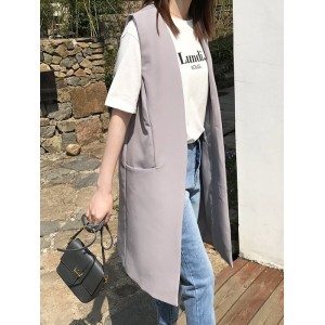 Casual Loose Long Split-Joint Sleeveless Vest