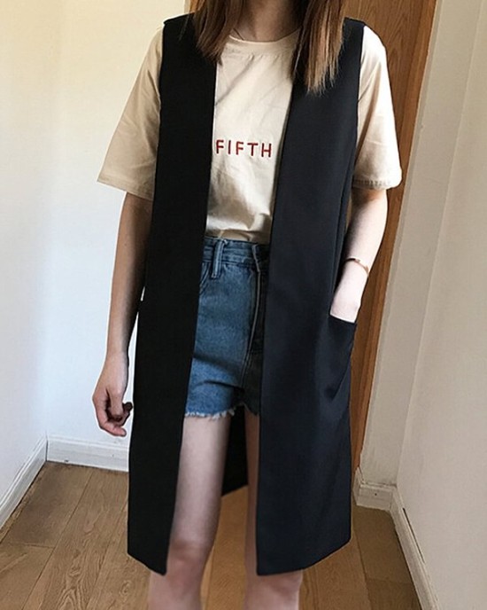 Casual Loose Long Split-Joint Sleeveless Vest