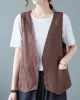 Simple Loose V-Neck Solid Color Vest