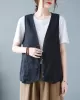 Simple Loose V-Neck Solid Color Vest