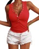 Casual Loose Solid Color Buttoned Skinny Knitting Vest Top