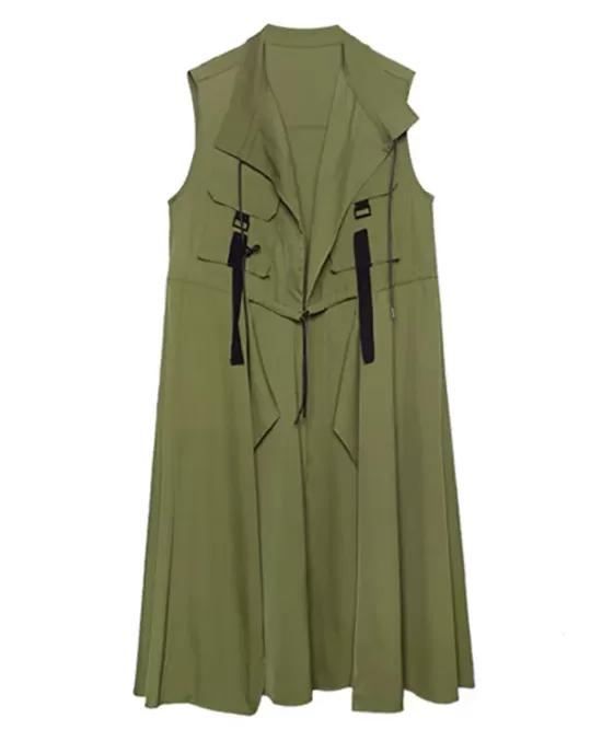 Casual Asymmetric Split-Joint Drawstring Vest Dress Outerwear