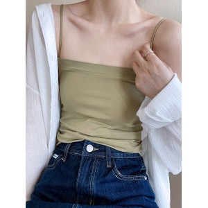 Simple Casual Solid Color Spaghetti-Neck Vest Top