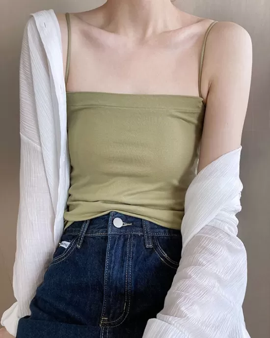 Simple Casual Solid Color Spaghetti-Neck Vest Top