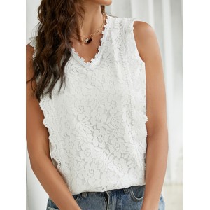 Original Lace Solid Color Loose Vest Top