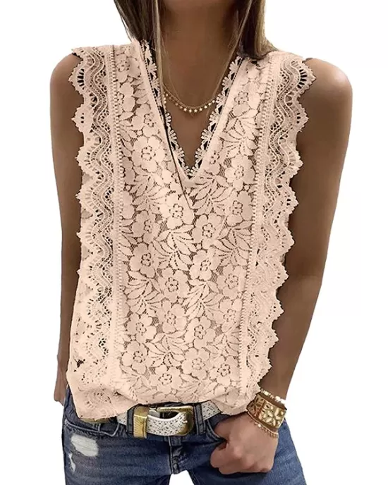 Original Lace Solid Color Loose Vest Top