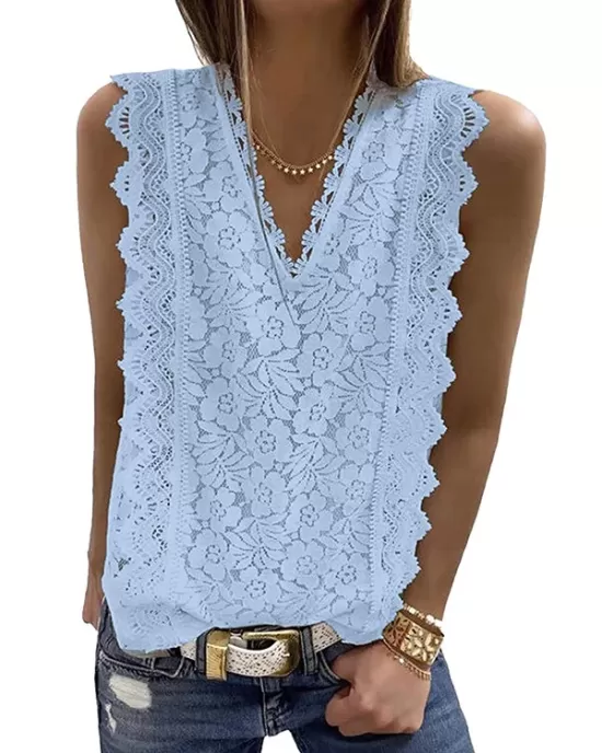 Original Lace Solid Color Loose Vest Top