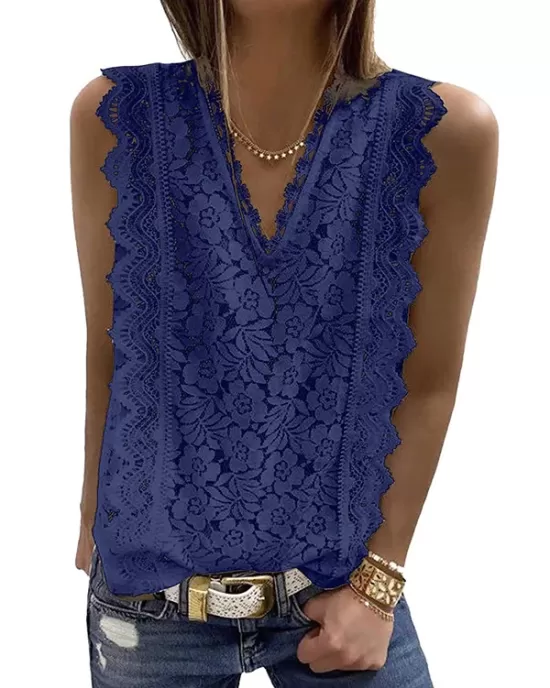 Original Lace Solid Color Loose Vest Top