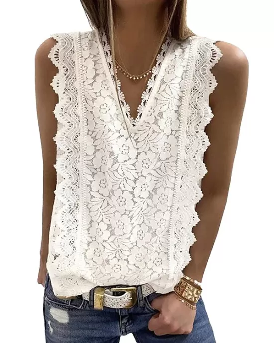 Original Lace Solid Color Loose Vest Top