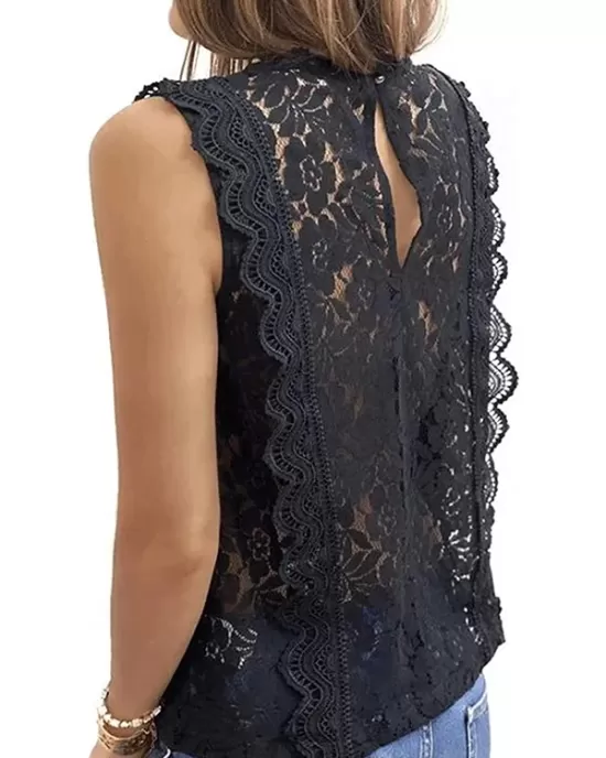 Original Lace Solid Color Loose Vest Top