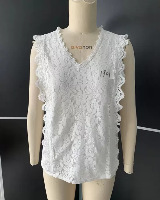 Original Lace Solid Color Loose Vest Top