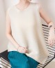 Simple Loose Sleeveless Pleated Asymmetric Solid Color Round-Neck Vest Top