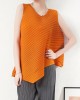 Simple Loose Sleeveless Pleated Asymmetric Solid Color Round-Neck Vest Top