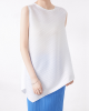 Simple Loose Sleeveless Pleated Asymmetric Solid Color Round-Neck Vest Top