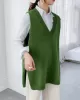 Trendy Sleeveless Split-Side Solid Color V-Neck Knitted Vest