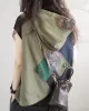 Artistic Retro Loose Denim Sleeveless Buttoned Contrast Color Hooded Vest Outerwear