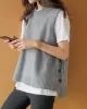 Simple Sleeveless Loose Buttoned Solid Color Round-Neck Sweater Vest Outerwear