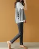 Simple Sleeveless Loose Buttoned Solid Color Round-Neck Sweater Vest Outerwear