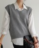 Casual Loose Sleeveless Solid Color V-Neck Sweater Vest Outerwear