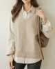 Casual Loose Sleeveless Solid Color V-Neck Sweater Vest Outerwear