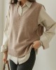 Casual Loose Sleeveless Solid Color V-Neck Sweater Vest Outerwear