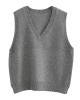 Casual Loose Sleeveless Solid Color V-Neck Sweater Vest Outerwear