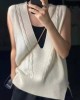 Casual Loose Knitting Sleeveless Solid Color V-Neck Vest Top