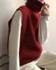 Casual Loose Sleeveless Solid Color High-Neck Sweater Vest Outerwear