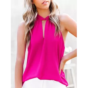 Stylish Selection Loose Solid Color Halter-Neck Vest Top