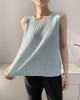 Casual Sleeveless Pleated Solid Color Round-Neck Vest Top