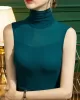 Stylish Skinny Sleeveless Mesh Split-Joint Solid Color High-Neck Vest Top