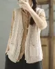 Casual Loose Sleeveless Buttoned Hollow Solid Color V-Neck Vest Outerwear