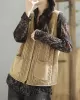 Casual Loose Sleeveless Buttoned Hollow Solid Color V-Neck Vest Outerwear