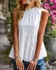 Casual Sleeveless Falbala Round-Neck Vest Top