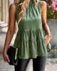 Casual Sleeveless Falbala Round-Neck Vest Top