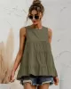 Casual Loose Sleeveless Split-Joint Solid Color Round-Neck Vest Top