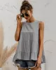 Casual Loose Sleeveless Split-Joint Solid Color Round-Neck Vest Top