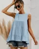 Casual Loose Sleeveless Split-Joint Solid Color Round-Neck Vest Top