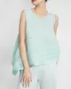 Cropped Sleeveless Pleated Round-Neck Vest Top