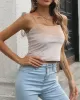 Solid Color Velvet Skinny Sleeveless Spaghetti-Neck Vest Top