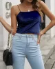 Solid Color Velvet Skinny Sleeveless Spaghetti-Neck Vest Top