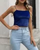 Solid Color Velvet Skinny Sleeveless Spaghetti-Neck Vest Top