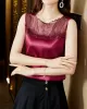 Lacy Solid Color Split-Joint Loose Sleeveless Round-neck Vest Top