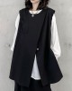 Asymmetric Zipper Loose Sleeveless Round-Neck Vest Top