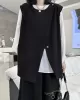 Asymmetric Zipper Loose Sleeveless Round-Neck Vest Top