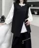 Asymmetric Zipper Loose Sleeveless Round-Neck Vest Top