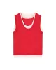 Contrast Color Split-Joint False Two Loose Round-neck Vest Top