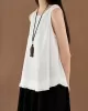 Fringed Solid Color Loose Sleeveless Round-Neck Vest Top